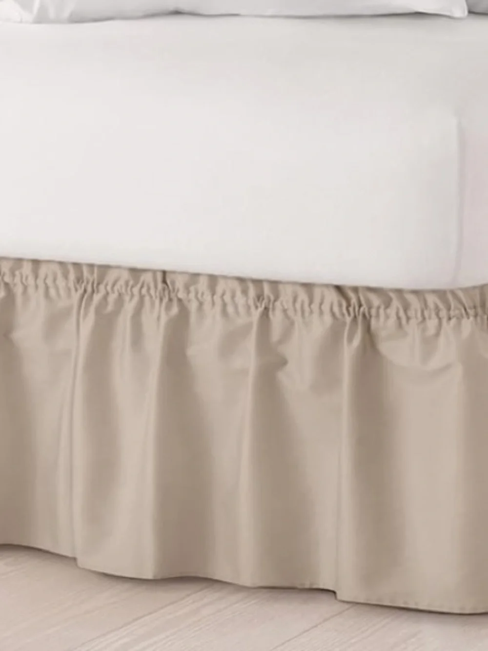 Queen Size Wrap Around Bed Skirt Dust Ruffle 15” Drop - WHEAT